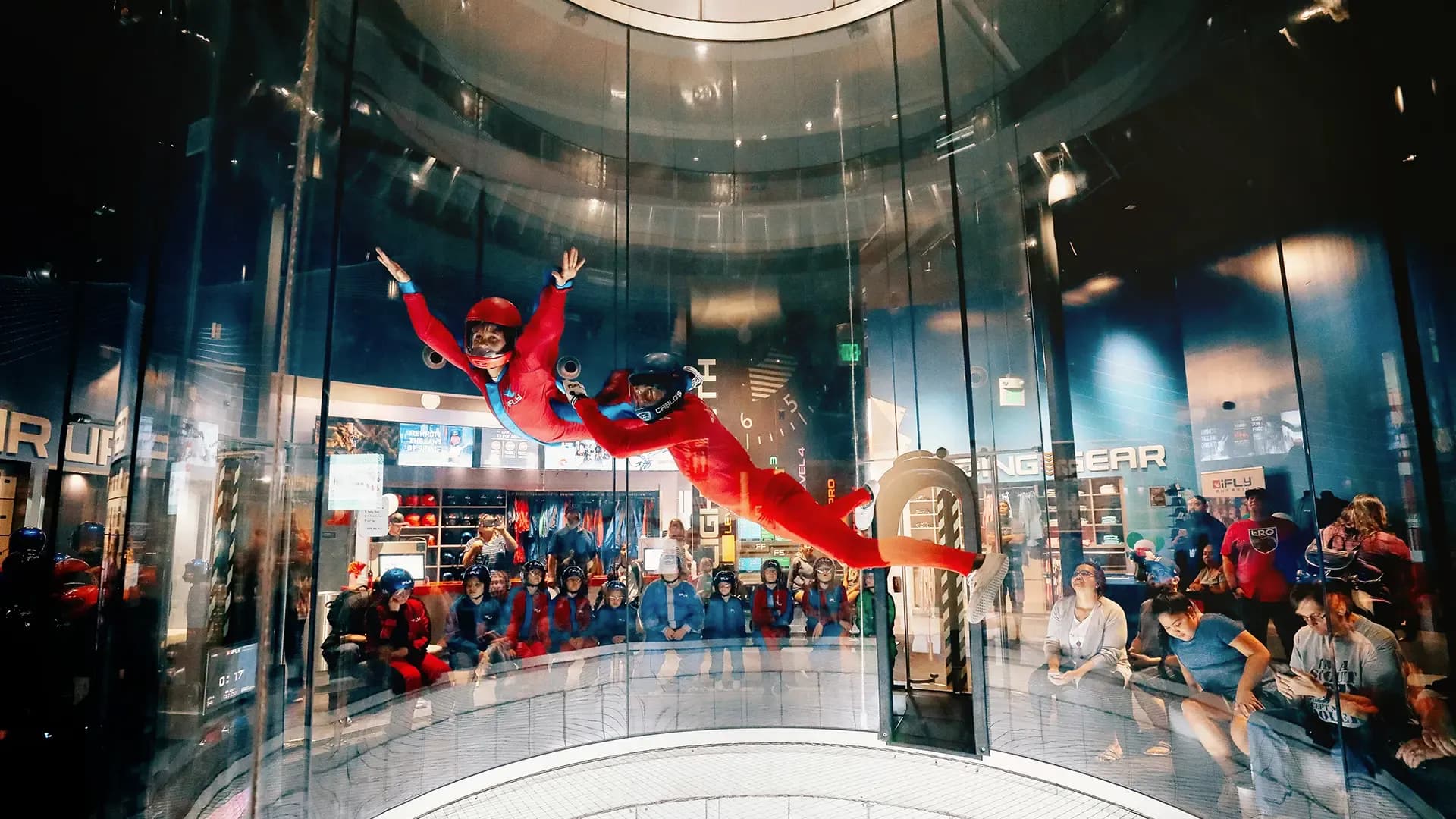 High flight being flown while tunnel surrounded by STEM class