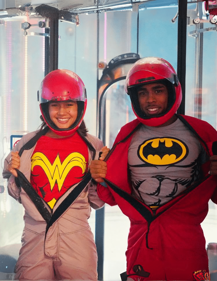 Two instructors showing their halloween costumes